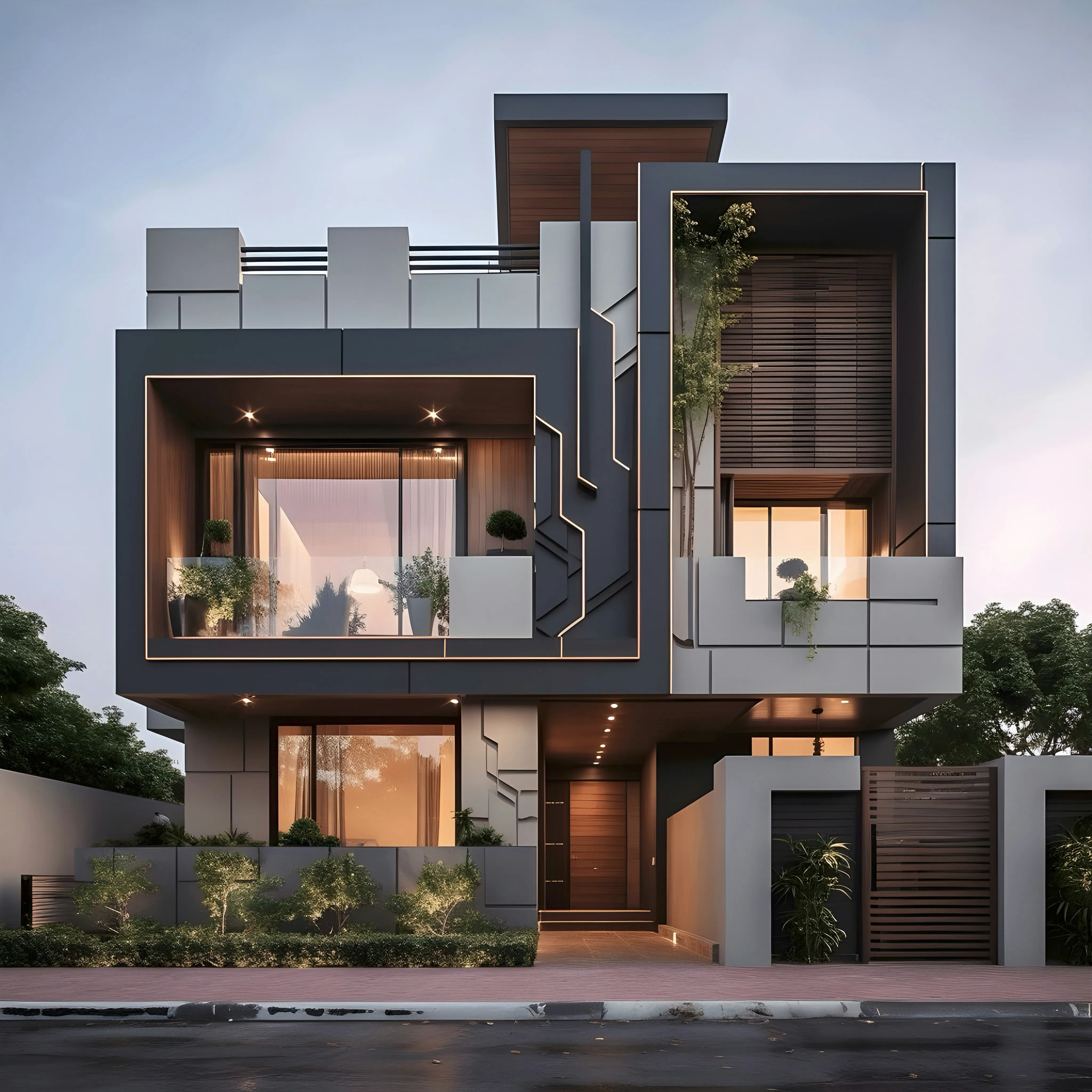 Modern home exterior with large clean windows